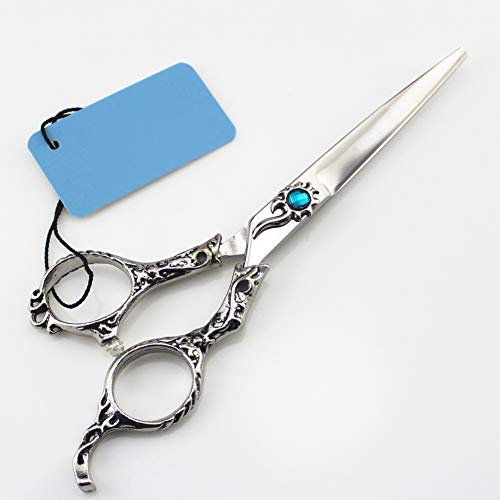 Profi Haarschere Friseurschere 6 Zoll Haarschneideschere, Rostfrei 440c Hohe Härte Japanischen Salon Haare Schneiden, Haar Dünner Friseur Professionelle Werkzeuge,A,flat cut 6 inch