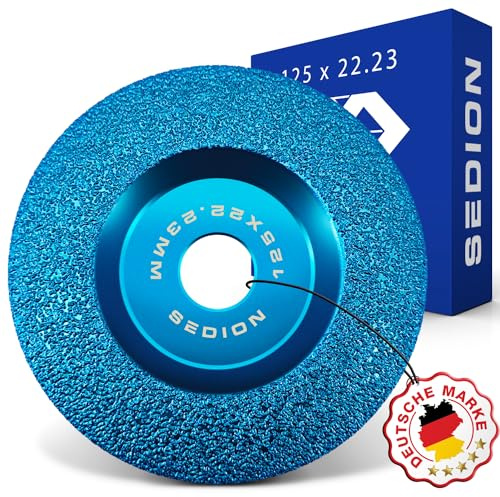 SEDION ® Diamantschleifscheibe Gewölbt 125 mm x 22,23 - Für Granit, Marmor, Stein, Fliesen - Diamantscheibe - Industrie Diamanten beschichtet - Sedion Premium Qualität - Diamantschleiftopf Ø 125mm