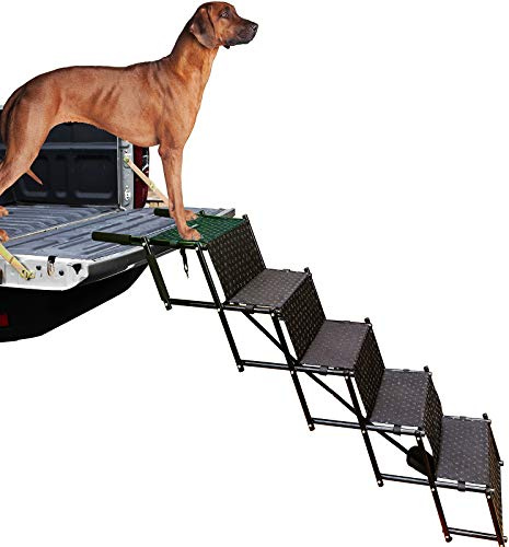 Verbesserte Hundetreppe, Metallrahmen, faltbar, große Hundetreppe, leicht, tragbar, Haustierleiter, Rampe für Autos, SUVs und Hochbett, 5 Stufen