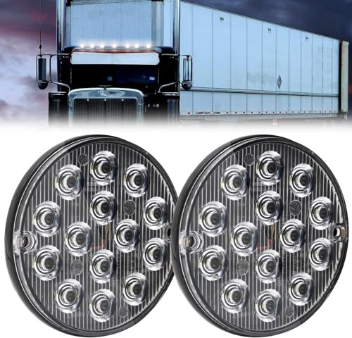 Biqing 2PCS LED Feux de Gabarit Position Latéraux Hi/Lo/Clignotant 3 Modes,12V 24V 3 LED Arrière Avant Indicateur de Position en Lumière pour Voiture Camion Van Tracteur Bus (Rond-Blanc)