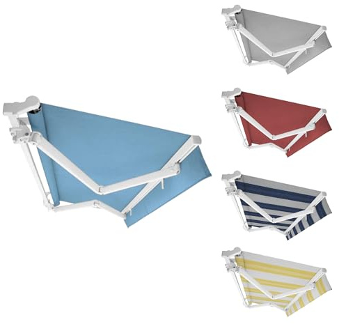 TENDEEVOLUTION Gelenkarmmarkise für Balkon oder Terrasse personalisierbar mit Acrylstoff oder PVC. Manuelle Sonnenmarkise mit Decken- oder Wandmontage (B. 350 cm X A. 310 cm)