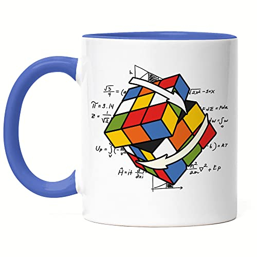 Hey!Print Zauberwürfel Tasse Blau Rubik Cube Magic Würfel Retro Rubi Vintage Nerd