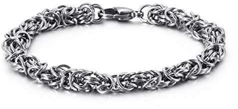 Daesar Charm Armband Herren Edelstahl, Königsarmband Breit 6MM mit Karabinerverschluss Bettelarmband Armband Silber 20CM