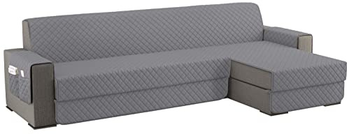 sevi's Sofabezug L Form 250cm Wasserdicht, Sofa überzug Ecksofa Reversibel Kratzfest Fleckenresistent - Sofa Cover für Katzen und Hunden - Hellgrau