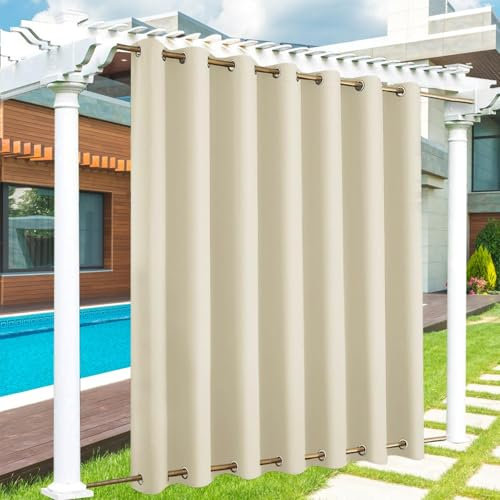 Outdoor Vorhang Wetterfest, 1 Stück Benutzerdefinierte Größe Outdoor Vorhang 24 Farben Wasserdicht Wetterfest Blickdicht mit Ösen, Sichtschutz Sonnenschutz Outdoor Gardine für Veranda, Pergola, Laube