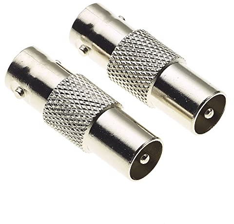 Adaptateur de connecteur coaxial BNC femelle vers TV mâle, 50 Ohm, corps en laiton nickelé – Adaptateur mâle femelle, Adaptateur coaxial pour radios Wi-Fi Connecteur d'antenne externe – Lot de 2