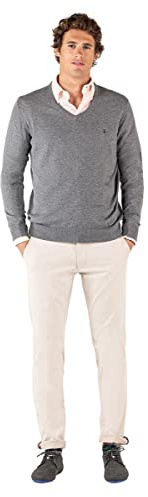 El Ganso Jersey Cuello Pico Coderas Gris Melange