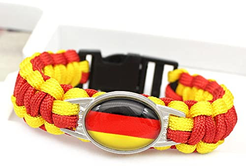 LODMLOER Handgefertigtes Geflochtenes Paracord-Armband, Länderflaggen-Armband Deutschland-Armband, Trendiges Outdoor-Sport-Armband Mit Schnappverschluss, Geschenk Für Männer Und Frauen, 22 cm