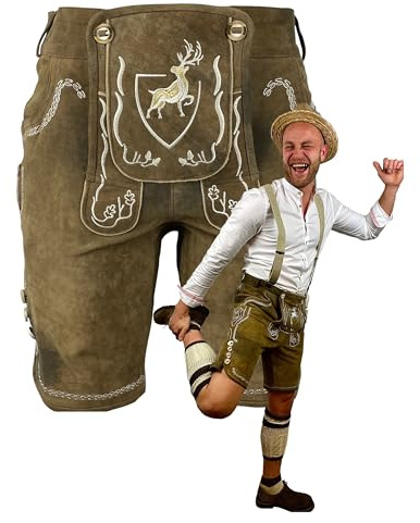 Krist und König Lederhosen - Modell Der Hirsch - feinstes Wildbockleder, samtweich und beständig, Herren - Trachtenlederhosen - Lederhosen