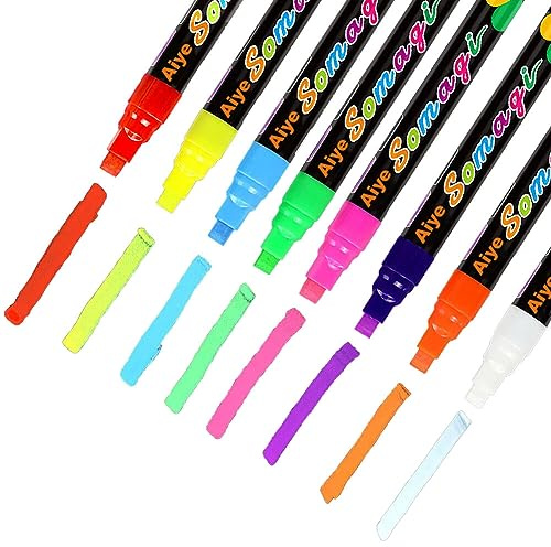 URFEDA Kreidemarker Leuchtend, Kreidestifte Kreidemarker für Tafeln,Fenster,Flüssigkreidetafel Bunte Kreidestifte Werbung Licht Tafel Marker Stift Chalk Markers für Erwachsene & Kinder, 8 Farbe