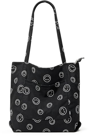 KALIDI Cord Tasche Damen Umhängetasche Groß Shopper Tasche Handtasche | Schultertaschen mit Reißverschluss Tote Bag mit Taschenfach für Arbeit Büro Reisen Einkaufen Schule