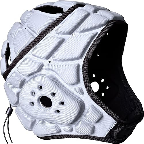 COOLOMG Kinder Kopfschutz Helm Sport Training Rugby Football Torwart Tormann Kopfprotektor Unterstützung verstellbar Grau