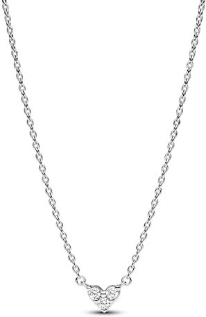 Pandora Timeless Heart sterling silver necklace with clear cubic zirconia