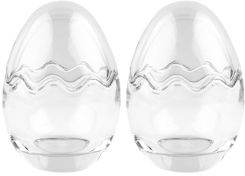 Ideen mit Herz Huevo de cristal, 2 piezas, decoración para casa y mesa, tapa extraíble, rellenable, transparente (11,6 cm de alto, 8,2 cm de diámetro, 2 huevos)