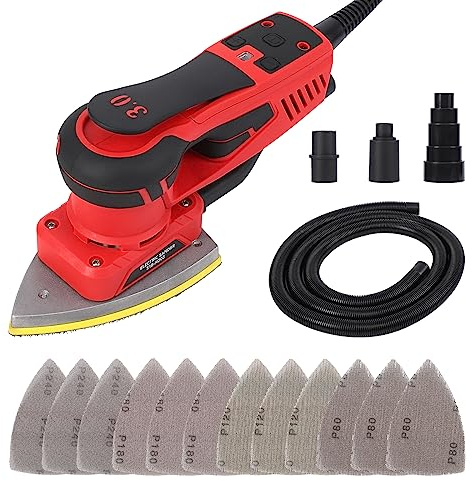 Levigatrice per dettagli, levigatrice per mouse da 350 W, levigatrice elettrica compatta OPM 10000, levigatrice manuale multifunzione per la lavorazione del legno (con 12 carte vetrate)