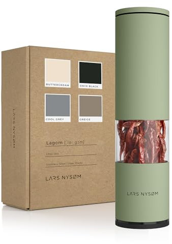LARS NYSØM Molinillo de Chili con Cuchilla de Acero Inoxidable I Cortador de Chili Premium I Molinillo de Especias de Diseño (Sage Green)