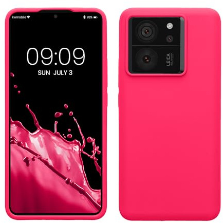kwmobile Carcasa Compatible con Xiaomi 13T / 13T Pro Funda - Case TPU y Silicona antigolpes - Apto Carga inalámbrica - Rosa neón