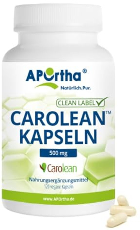 APOrtha® Carolean™ - 120 vegane Kapseln, Carolean 500 mg, Begünstigt Vorsättigung,120 Kapseln für 20 Tage, glutenfrei, allergenfrei, laktosefrei, vegan