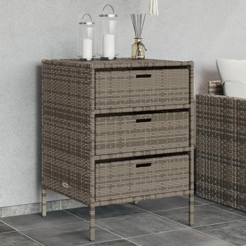 ZEYUAN Gartenschrank Grau 55x59x80 cm Poly Rattan, Geräteschuppen, Gerätehaus, Wetterfest, Outdoor Schrank, Gartenhausschränke, Terrassenschrank - 365553