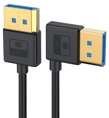 xiwai Ultrafeines DisplayPort 1.4-Kabel mit linkem Winkel, 8K 4K, 100 cm, DP auf DP bidirektional [UHD, 8K@60Hz, 4K@144Hz] Ultra-HD 32,4 Gbit/s, 90-Grad-Kabel für Grafikkarte
