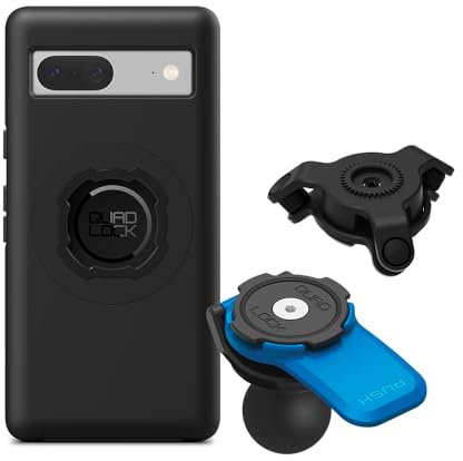 Quad Lock Motorcycle 1 Ball Adaptor Phone Mount Kit with Vibration Dampener and Pixel 7a MAG Case