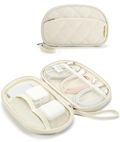 Bagsmart Kabeltasche Organizer Travel Cord Elektronik Organizer Travel Case, Travel Essentials für Cables, USB Sticks, Memory Cards, Beige