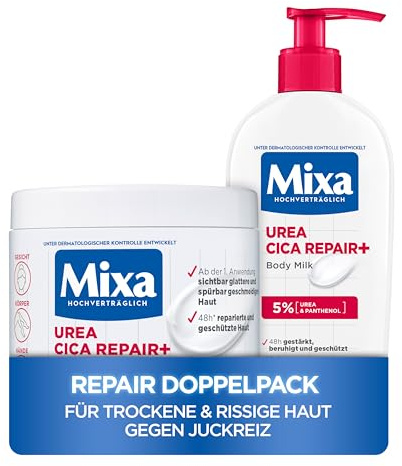Mixa Urea Cica Repair Set: 2er Pack | Reichhaltige Körpercreme (400ml) + Feuchtigkeitsspendende Bodylotion (150ml) | Gegen trockene, rissige & irritierte Haut | Mit Urea