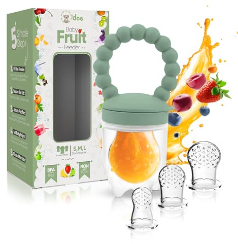 O'doe™ Baby Fruit Feeder | Teething Dummy & Baby Food Feeder Pacifier with 2 Feeder and 6 Nipples | BPA-Free, Food-Grade Fruit Feeder for Babies | Weaning Dummy Fruit Nibbler for Baby’s First Foods
