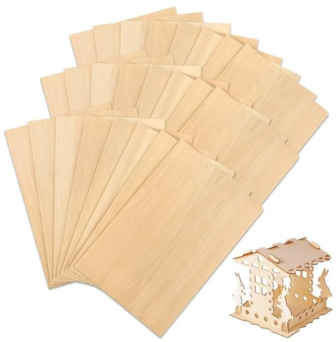 Sperrholzplatte Holzplatte X - Top-Qualität Laubsäge Bastelholz, Sperrholzplatte Balsaholz Furnierholz, Ideale Plotter Rohlinge für Laubsäge und DIY Projekte.