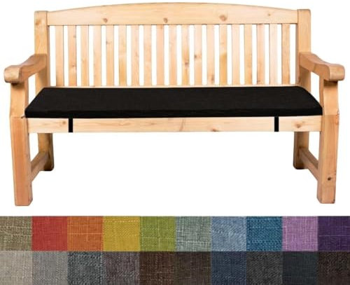 Rutschfestes Bankkissen, 5 cm dick, Sitzpolster für Innen- und Gartenmöbel, lange Stuhlauflage für Schaukel, Veranda, 170 x 55 x 5 cm, Schwarz