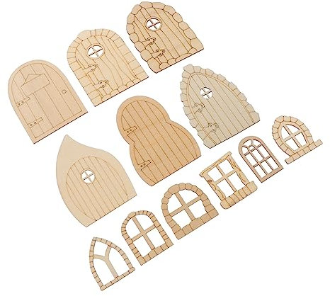 VILLCASE 48stücke Holzscheiben Unbemalt Feenhaustür Gartentür Holzhandwerksscheiben Bemalte Holzscheiben Holzbretter Diy Garten Türen Für Geschenkanhänger Und Holzhandwerk
