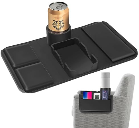 Sofa-Tassenhalter, schmutzabweisend, aus Silikon, mit Tablett und Seitentaschen