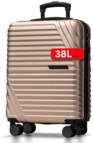 Cocoono Premium Handgepäck Koffer 55x40x20cm - passend für Ryanair, Lufthansa, Eurowings und co. I 38L Handgepäck Koffer mit sanften Rollen und praktischem TSA Schloss, Bordkoffer (Champagner, M)
