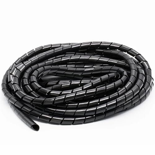 Keep Memory Ceramic Box， 1PCS Spiral Cable Sleeve Protection High Temperature Resistant Conduit Wire Harness Insulation Mechanical Circuit wraps cable)(Black,ID 6mm 15meter)