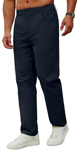 COOFANDY Herren Hosen Chino Hose Regular Fit Freizeithose Gummibund Lang Baumwollhose Stoff Hose Arbeitshosen Männer Stretch Pants Trousers Stoffhose Marine 3XL