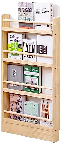 DONGGANSHI Zeitschriftensammler aus Holz, bodenstehendes Bücherregal für Enge Räume, Aufbewahrungsregal für Broschüren und Kataloge, Ständer für Lesezeitschriften (Größe: 100 cm)