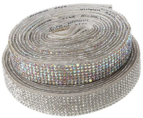 Housoutil 2 Rollen Crystal Hot Diamond Diamantgürtel Streifen Strasssteine Edelsteine funkeln selbst Strassband Kristallband Kleidung Strass Kostümzubehör basteln strass Heißschmelzkleber
