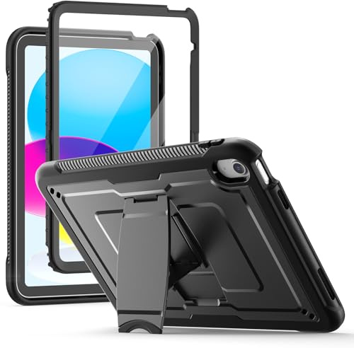 SEYMAC Coque pour iPad (A16) 11ème Gén 11'' 2025 / 10ème Gén 10,9'' 2022 | Protection ipad A16 11,Coque de Protection Antichoc avec Support Intégré et Protection D'Écran, Noir