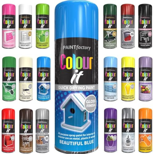 Spray Paint Blue Beautiful Gloss Finish 250ml - Quick Dry Aerosol Can All Purpose for Wood, Metal, Plastic, Interior & Exterior