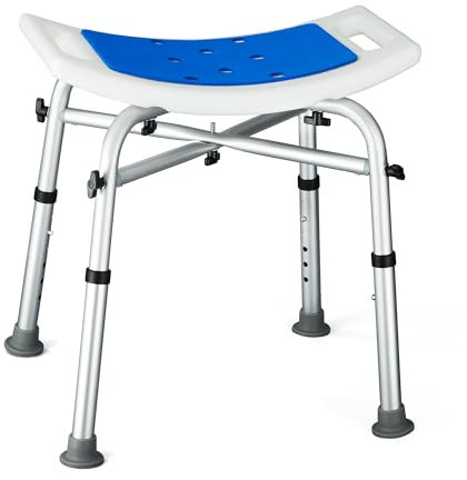 Sgabello da doccia, sedia da doccia regolabile in altezza per anziani e disabili, sedile antiscivolo per vasca da bagno, capacità 181,4 kg, 6 livelli, sicuro e durevole
