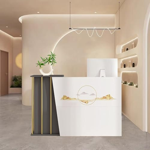 Yadlan Empfangstresen Multifunktionaler Empfangstheke Salon Kosmetikstudio Reception Desk Tresen Kassentisch Messetheke BüRotheke Rezeption Tisch RezeptionsmöBe C 140cm