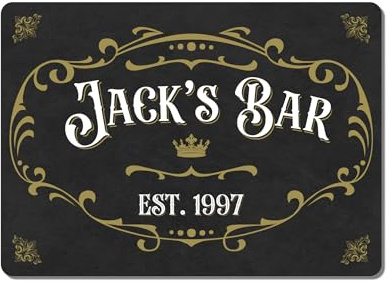 Personalised Bar Sign – Vintage Style Metal Plaque for Home Bar, Man Cave or Garden Pub (A5 (197mm x 141mm))