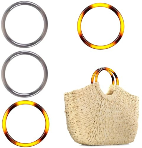 JYNVO 2 Asas Redondas en Resina para Bolsos, Reemplazo de Asas de Bolsos, Accesorios DIY para Maletas & Bolsos de Mano, aptas para Bolsos de Compra de Lona con Armazón Encantador