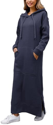 sweatkleid damen oversize Hoodie Kapuzenpullover Herbst Winter Pulloverkleid Oversize Essentials Sweatshirtkleid Extra lang Hoodiekleider Langarm Sweatshirt Herbstkleid herbstkleid damen elegant