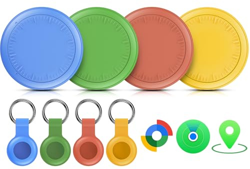 Smart Air Traceur Tag, Smart Traceur GPS Android Lot de 4, Fonctionne avec App Android Localiser,Traceur Localisateur D’Objets Bluetooth, Tracker Tags Android pour clés (Multicolore, 4 Pack)