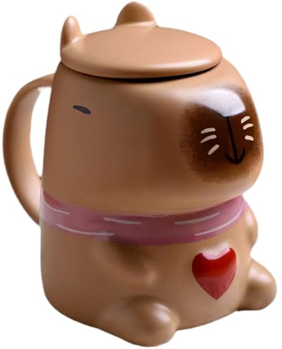 AZIDWERYQ Taza de capibara, linda taza de café de cerámica con tapa, de té con forma de animal de dibujos animados, regalos únicos divertidos para amigos, tazas de café lindas