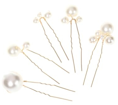TOPBATHY Lot de 5 Fourchettes à Cheveux de Mariée de U Couleur Dorée Accessoire Coiffure Perlé pour Mariage Cérémonie et Fête