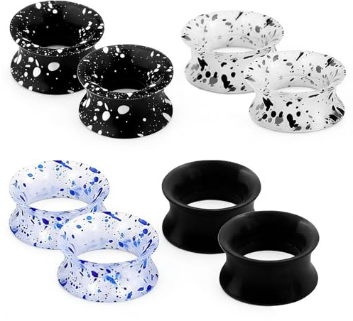 ZENGSING 4 Paar Flesh Tunnel aus Silikon Weich Silikon Ohr Tunnel Plug Flesh Tunnels aus Silikons Ohr Tunnels Set Soft Ohrs Plugs Expander Double Flared Piercing Schmucks für Frauen Männer