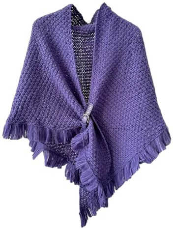 NIUSABOU Manta, chal, poncho y capa, Poncho de punto reversible for mujer, capa, chal, bufanda, multicolor(7)