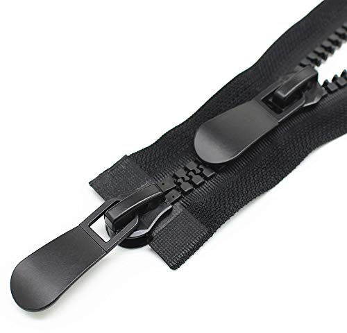 YaHoGa 120 cm #15 cerniera lampo molto grande in plastica cerniera con doppio cursore, nero, cerniera robusta per piumino, cappotto invernale, giubbotti invernali pesante (molto grossa)
